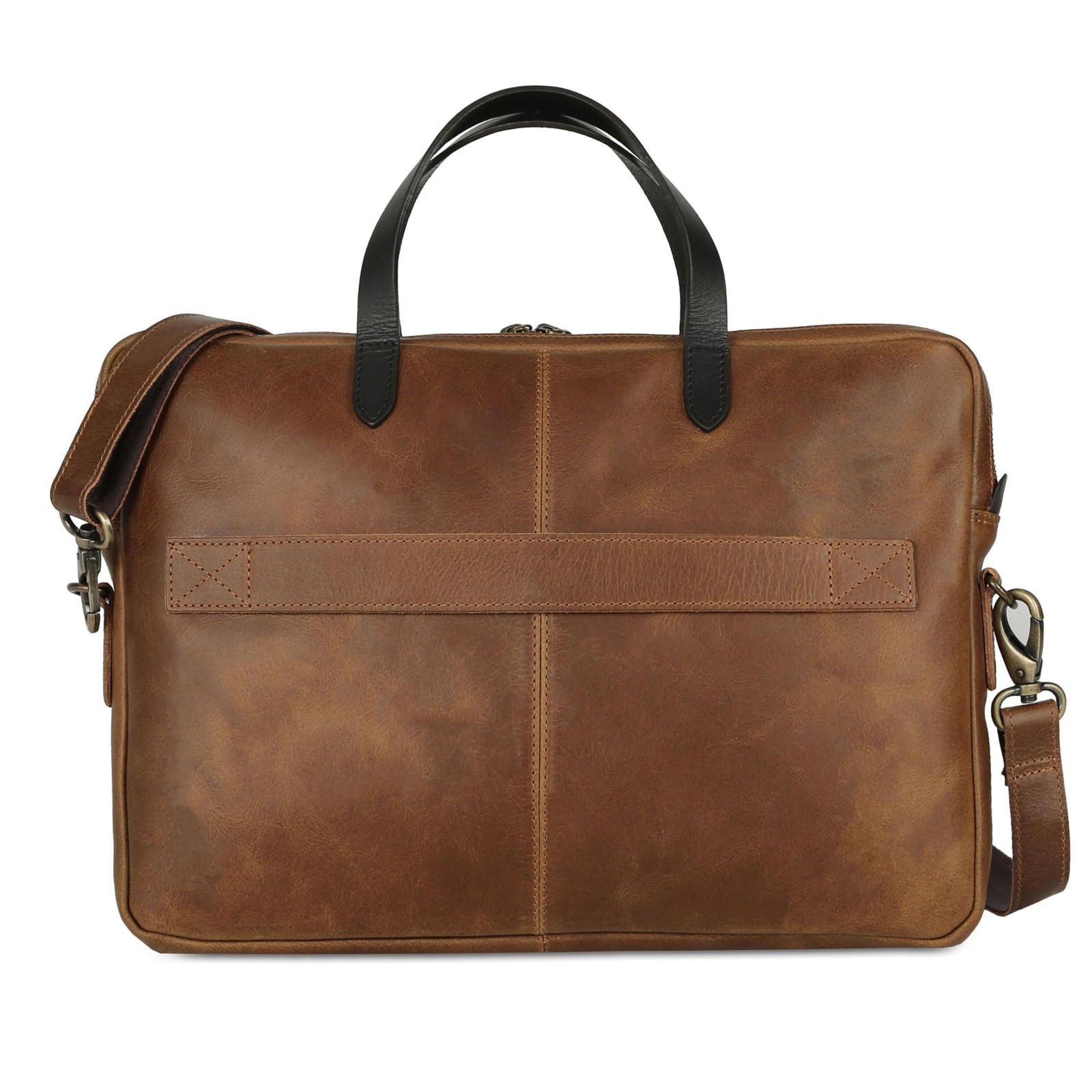 15.5 Inch Leather Laptop Sleeve with Trolley Strap – Slim Genuine Leather Bag…
