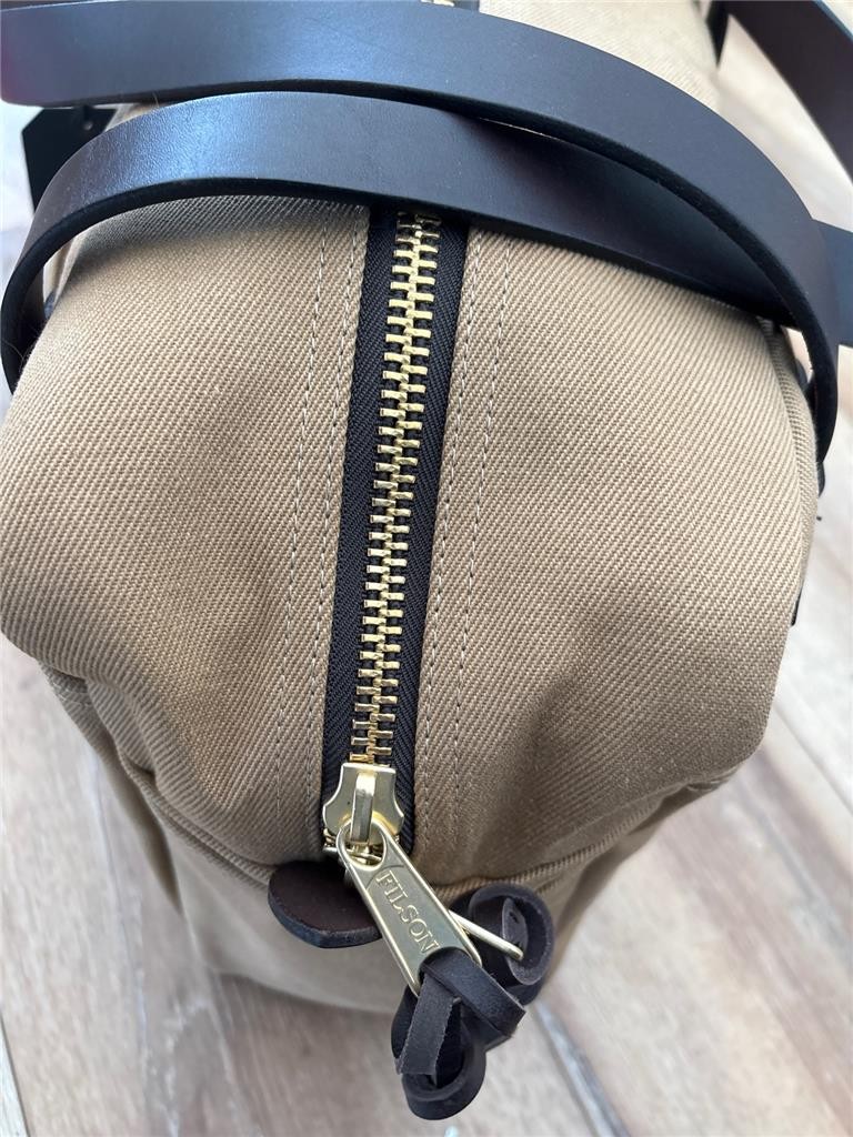 Filson Rugged Twill Tote Bag with Zipper Leather Cotton Tan Brown USA Made