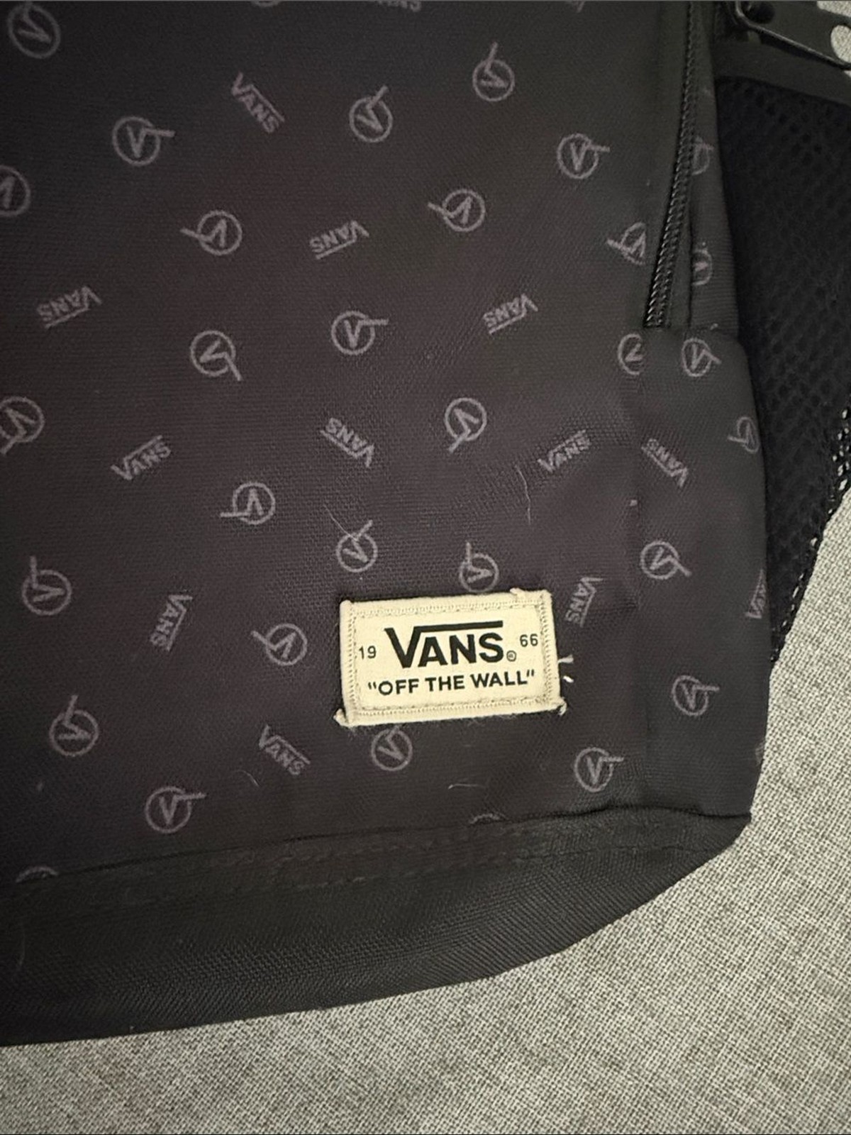 Vans Alumni Backpack – Black Monogram Logo Print 🎒