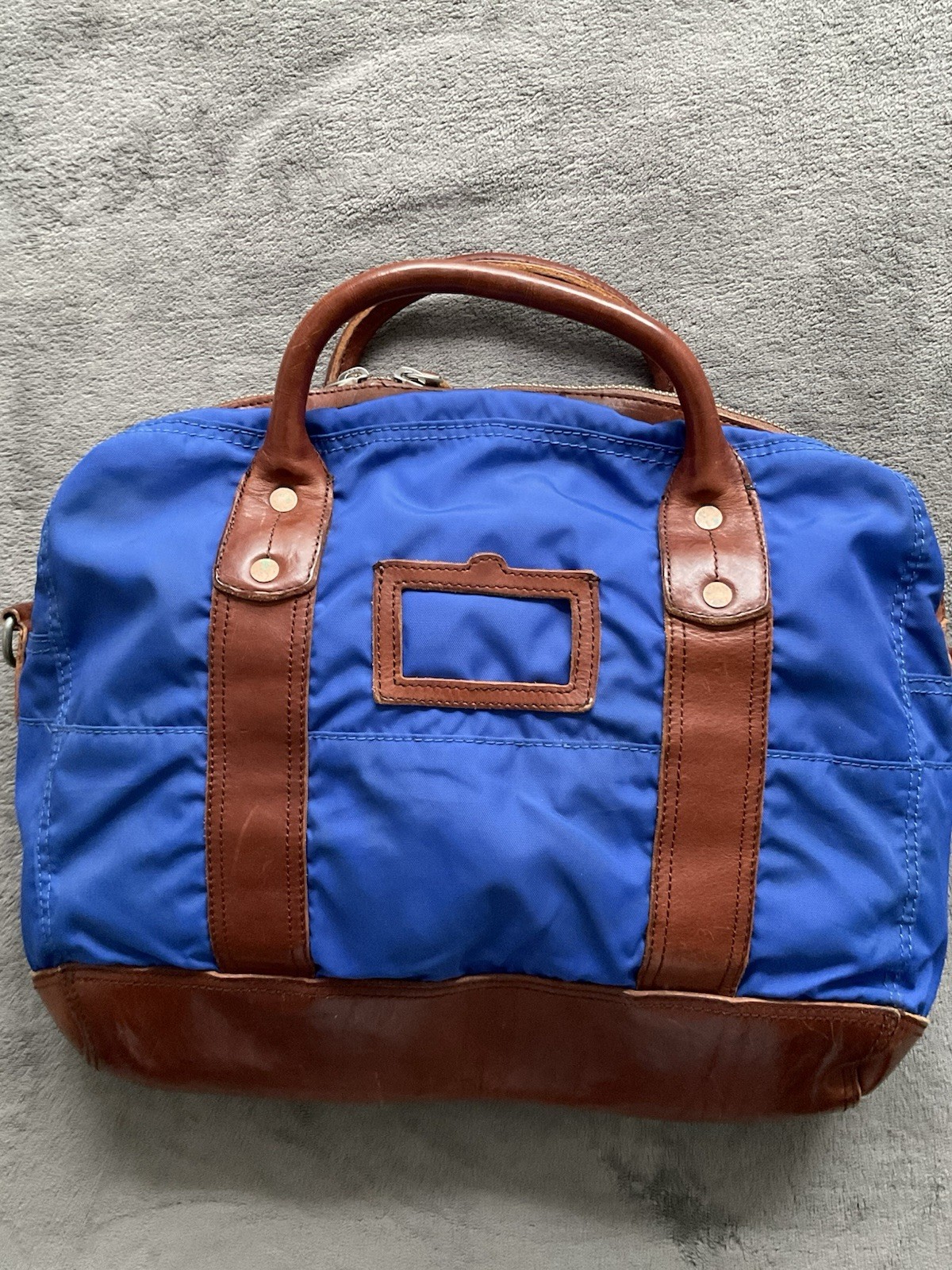 Polo Ralph Lauren Men’s Leather Trim Canvas Attache Laptop Bag Blue Rare