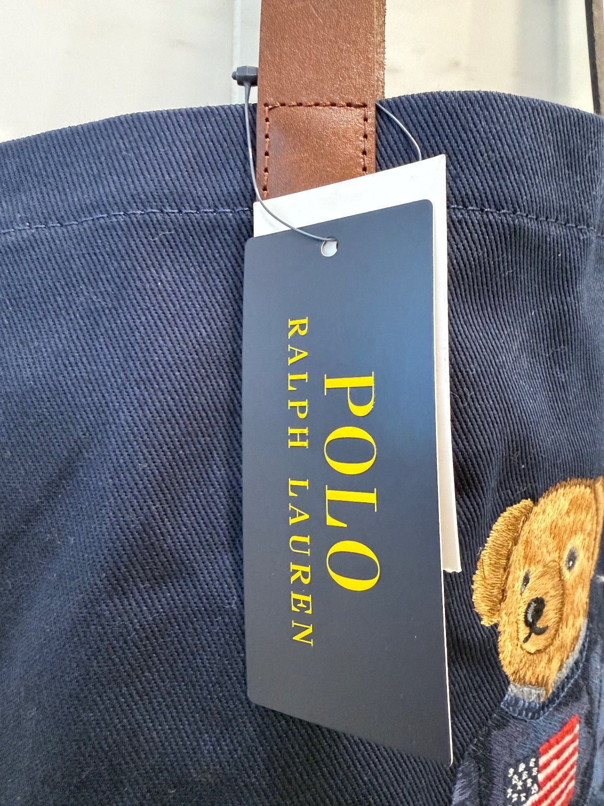 NWT Polo Ralph Lauren Navy FLAG SWEATER BEAR Cotton Twill Embroidered Tote Bag
