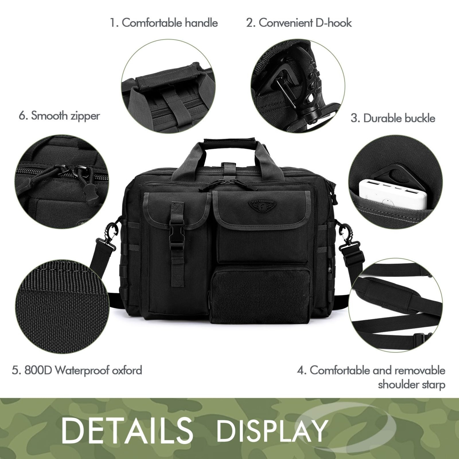 Multifunctional Tactical Messenger Bag for Men – Military Laptop Briefcase, Work