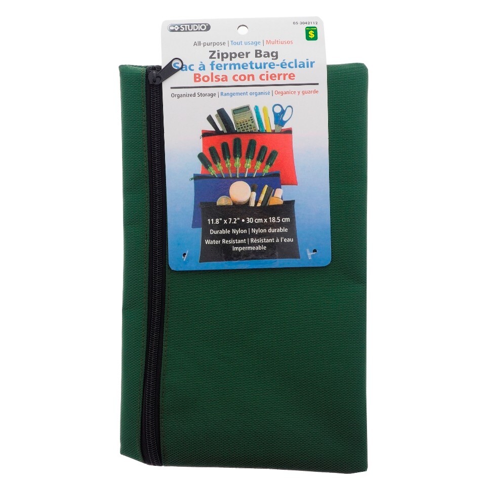 DOLLARAMA All Purpose Canvas Green Zipper Bag Case of 24 FREE SHIPPING