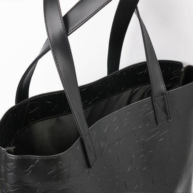 BAPE A Bathing Ape Solid Camo Tote Shopper Shoulder Bag Black Japan New