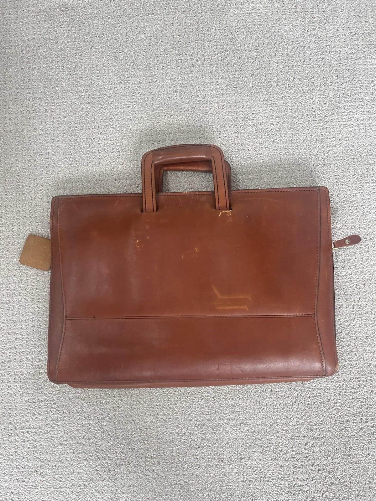 Schlesinger Brothers Briefcase Saddle Leather Vintage USA Slide Handle