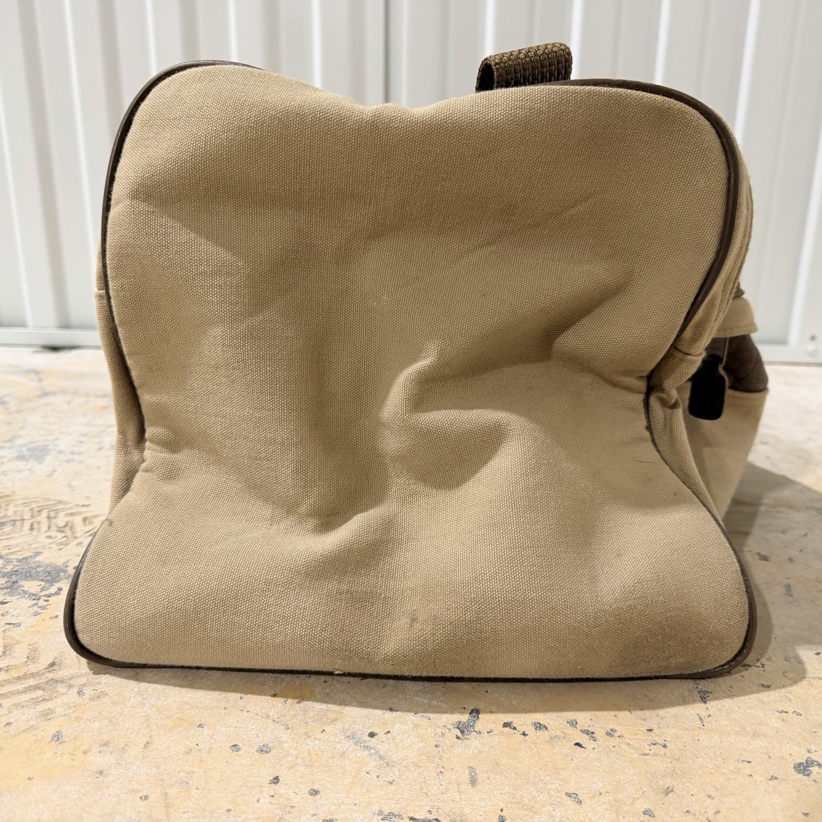 Vintage Ford Eddie Bauer Canvas & Leather Trim Duffle Bag 19 x 12 x 11