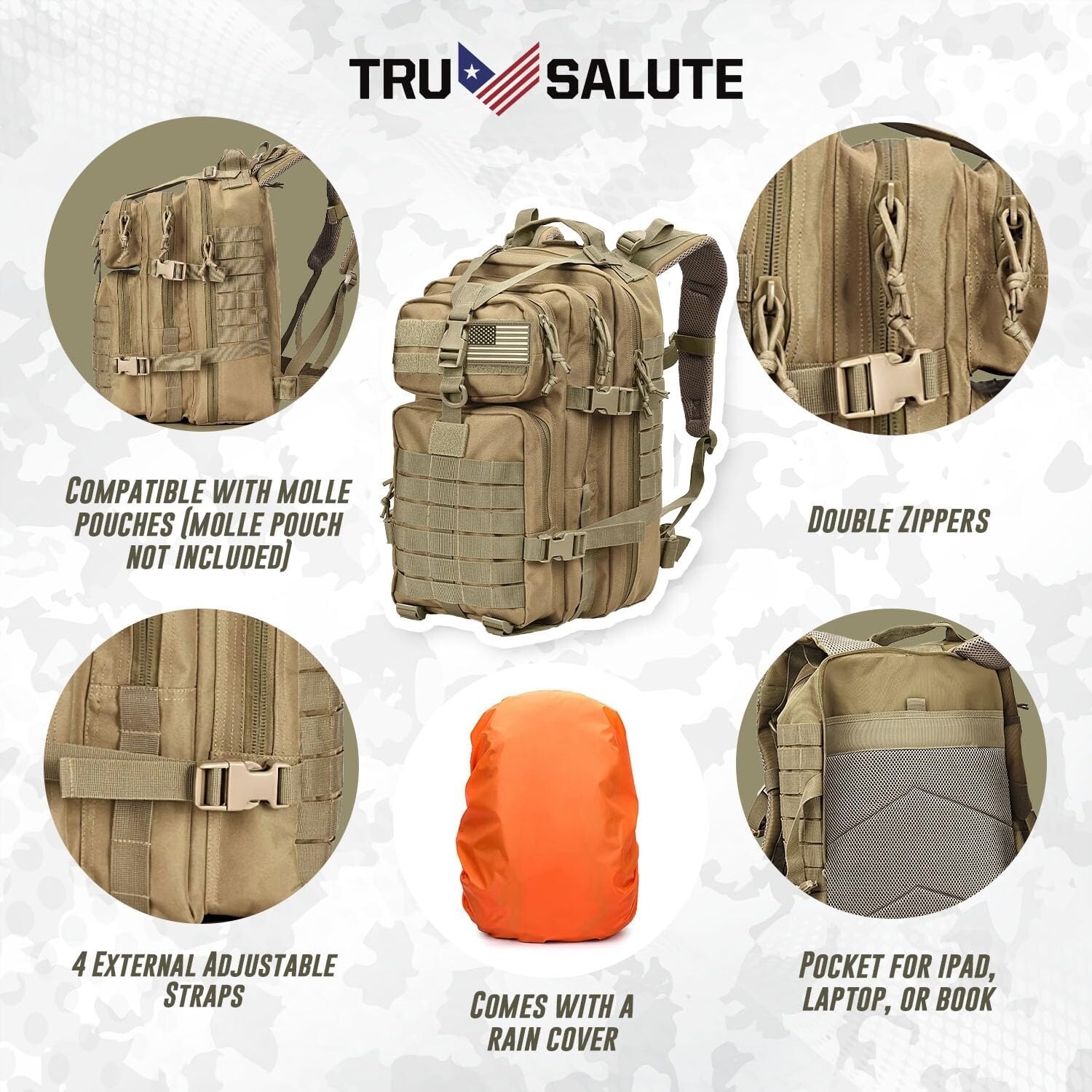 45L Military Tactical Backpack Large Army 3 Day Assault Pack Molle Bugout Bag US