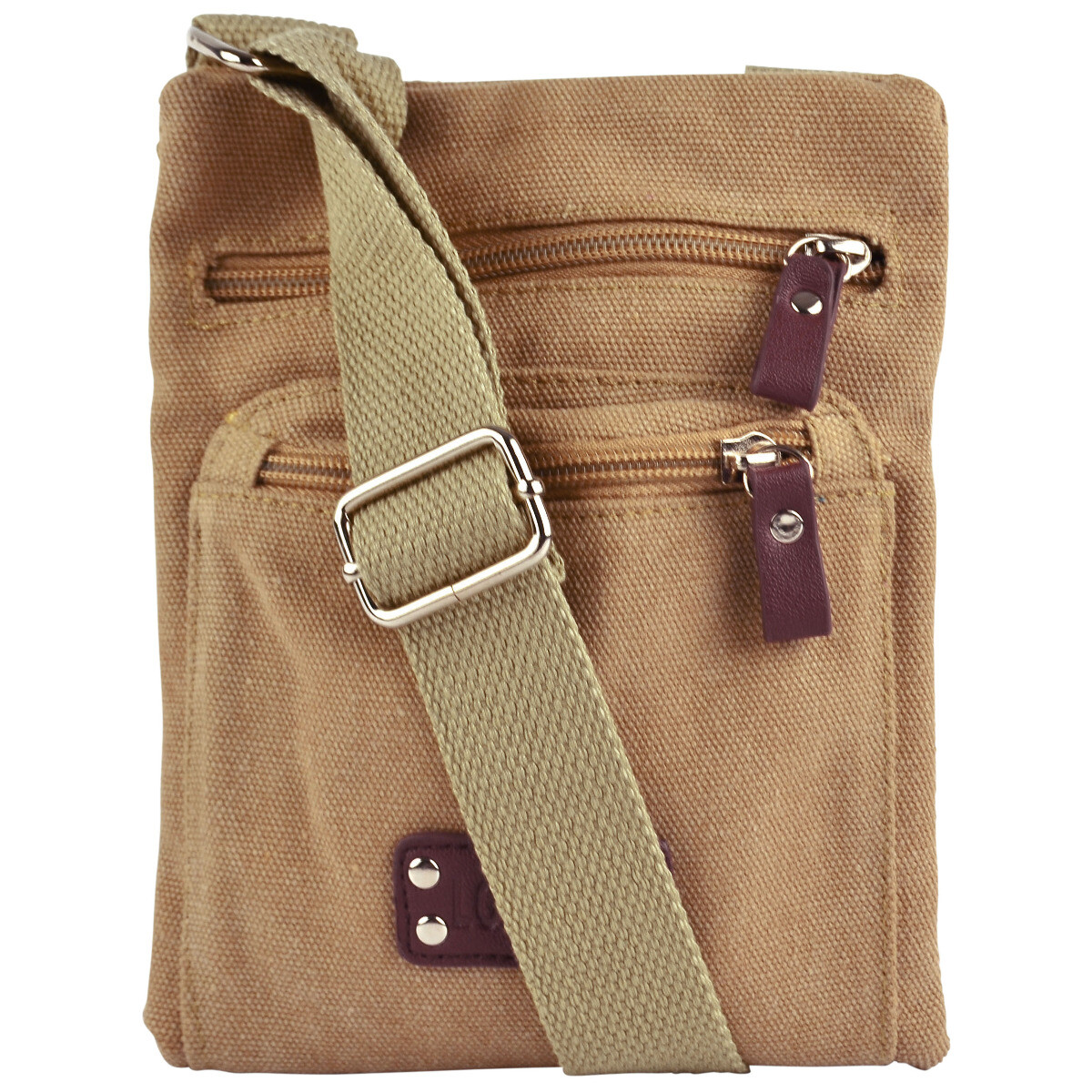 Washed Canvas Cotton North South Messenger Bag