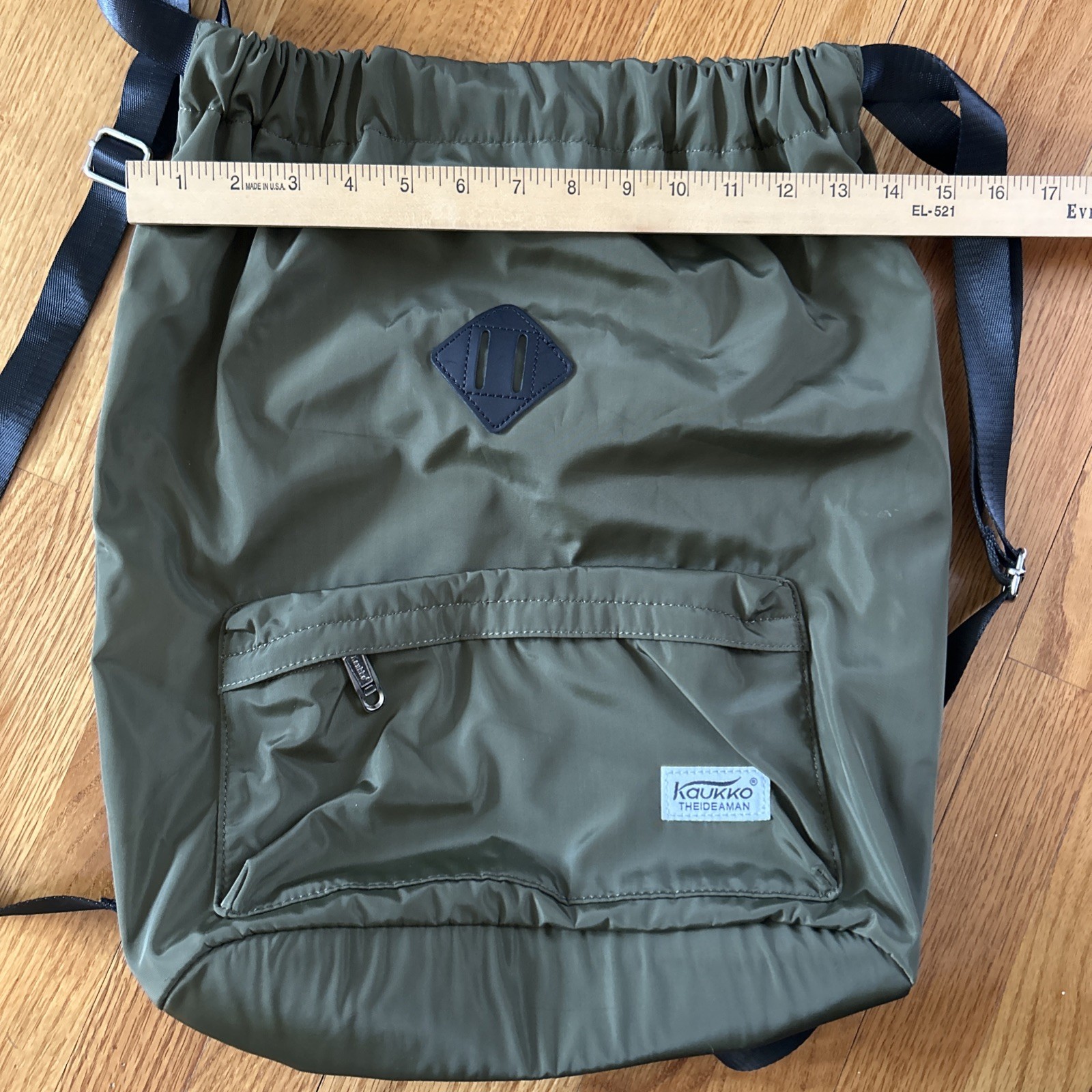 Kaukko Theideman Cinch Top Nylon Back Pack Sack Army Green EUC