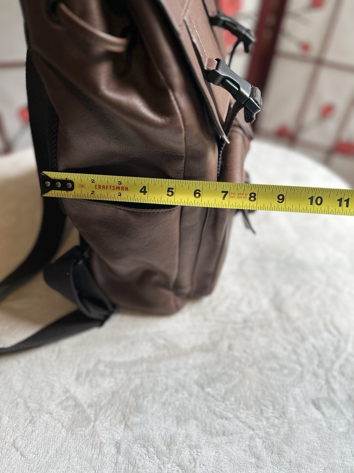 Fossil Brown Backpack Drawstring Flap Buckle Top Handle Outer Pockets Laptop