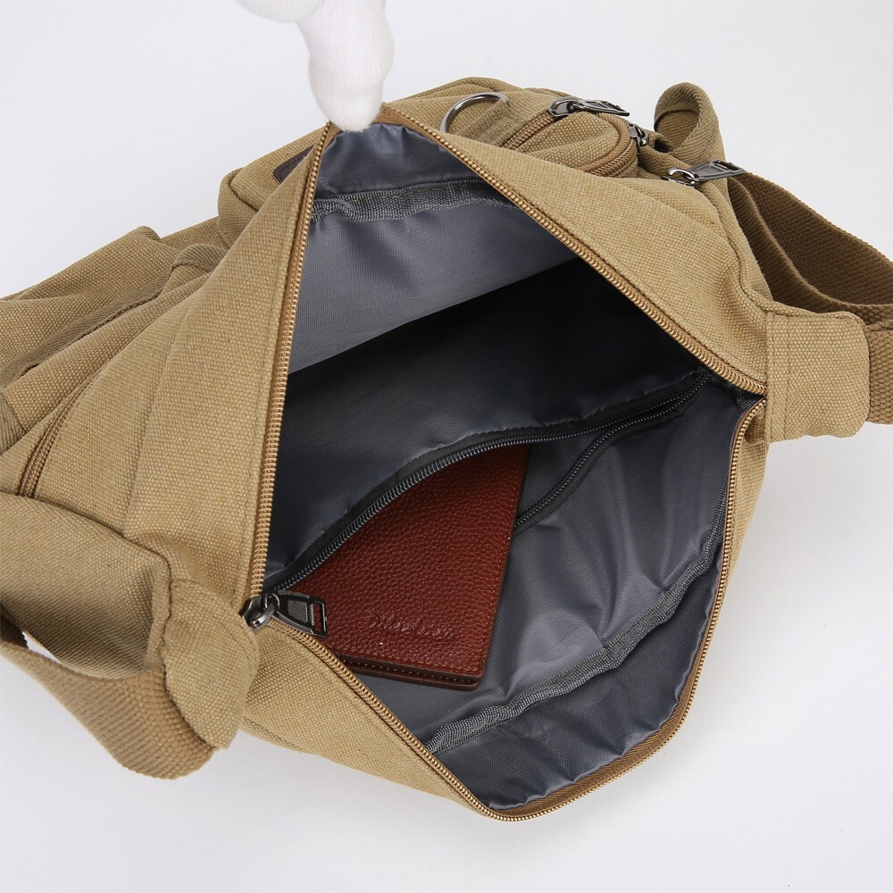 Canvas Shoulder Bag Men Sling Messenger Bag Vintage Crossbody Military Satchel M