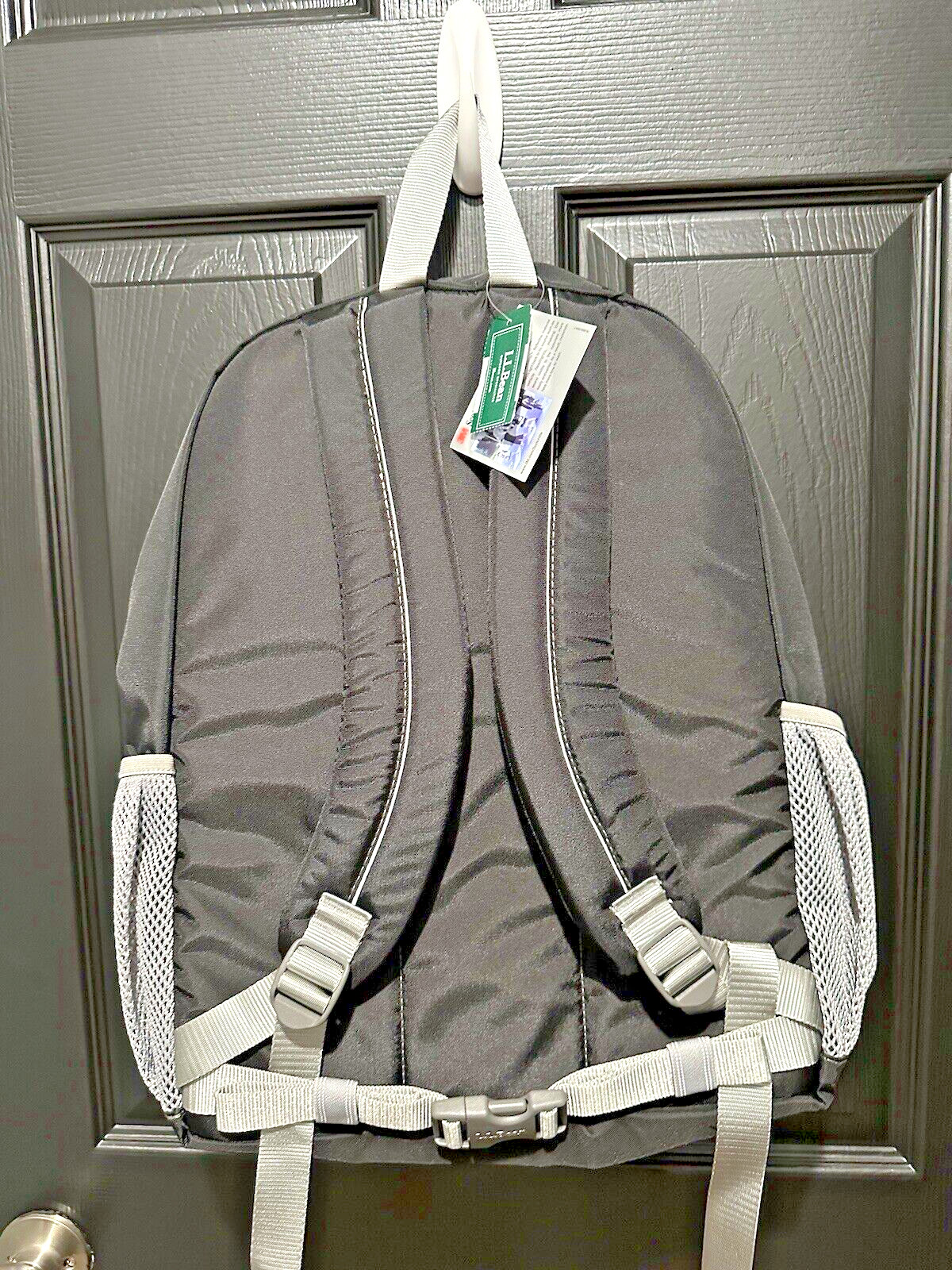 LL Bean Black Deluxe Backpack IV Laptop Bag with Gray Reflective Stripe New 37L