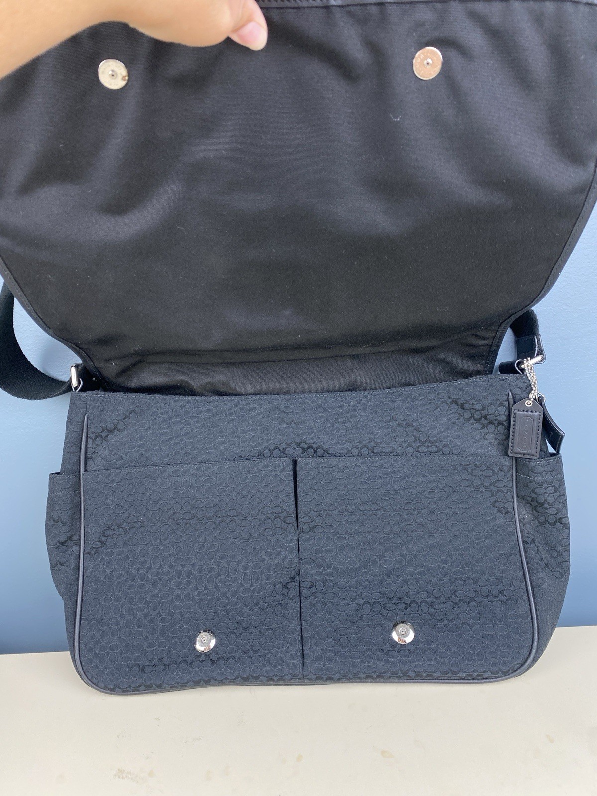 Coach Signature Hudson Commuter Laptop Messenger Bag Black Vintage D0885-F77004