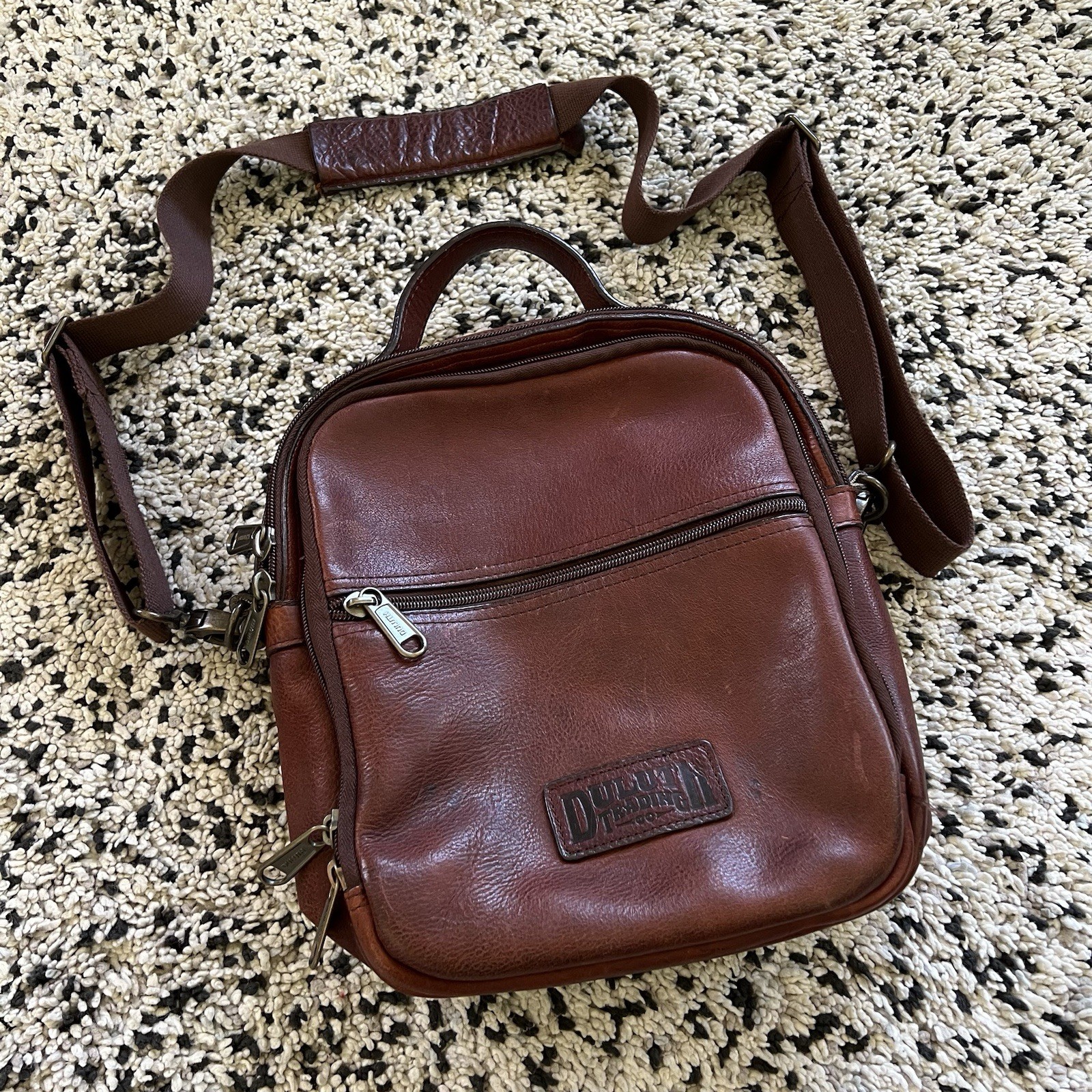 Duluth Trading Co Lifetime Brown Leather Classic Satchel Crossbody Bag Unisex