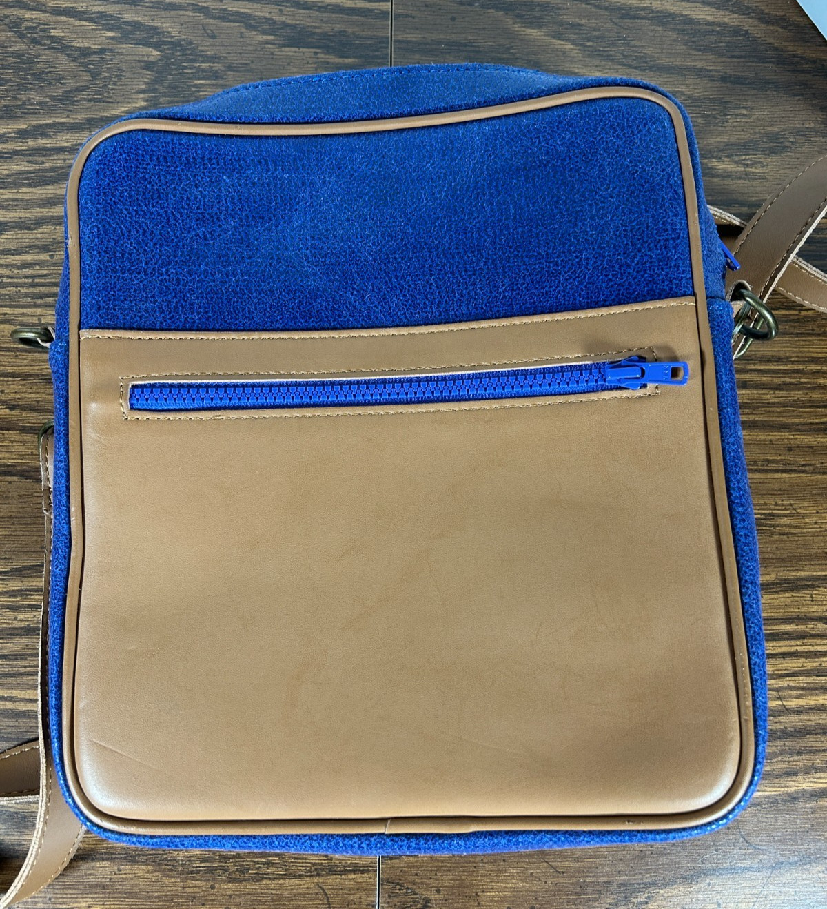 Mad Rabbit Kicking Tiger crossbody Denim Blue Unisex Shoulder Bag Vegan Leather