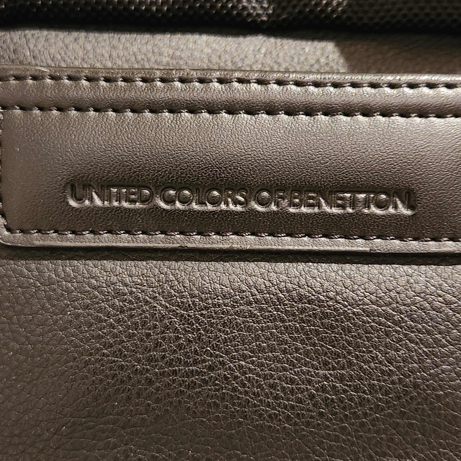 United Colors Of Benetton Men’s Black Faux Leather Briefcase Travel Laptop Bag