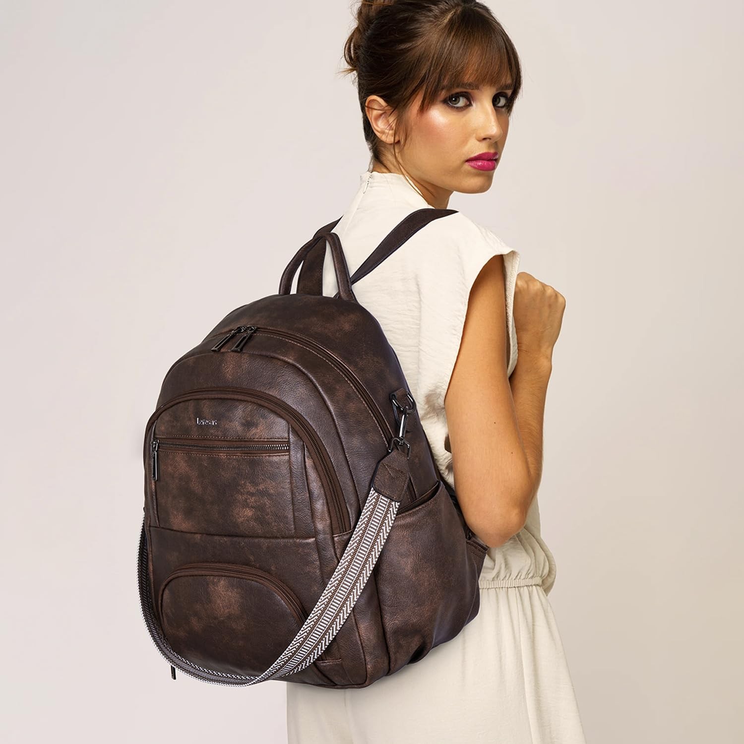 35L Backpack Purse for Women Men Vegan Leather Backpack College Computer Work…