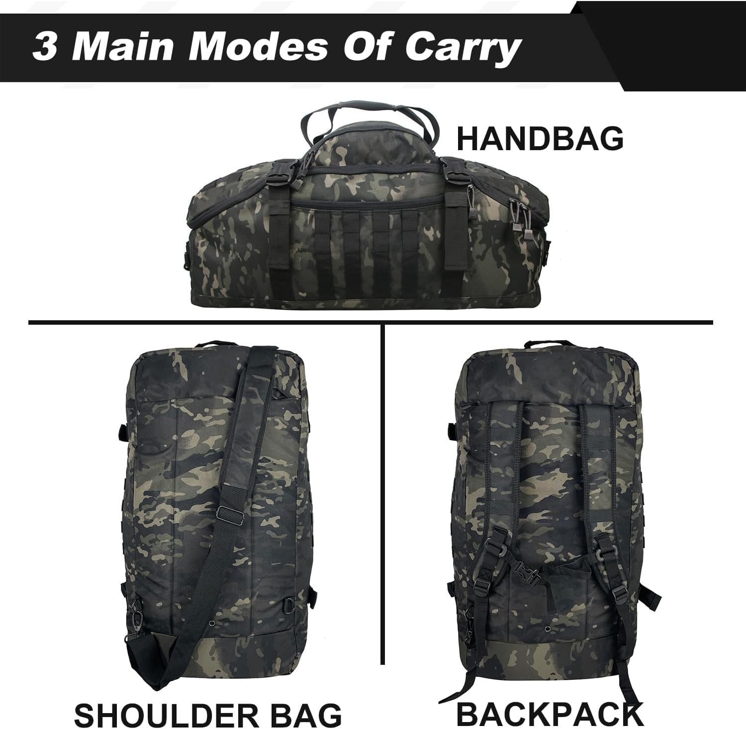 3 In 1 Tactical 85L Military Backpack Travel Duffle Bag for Weekender Gym Wor…