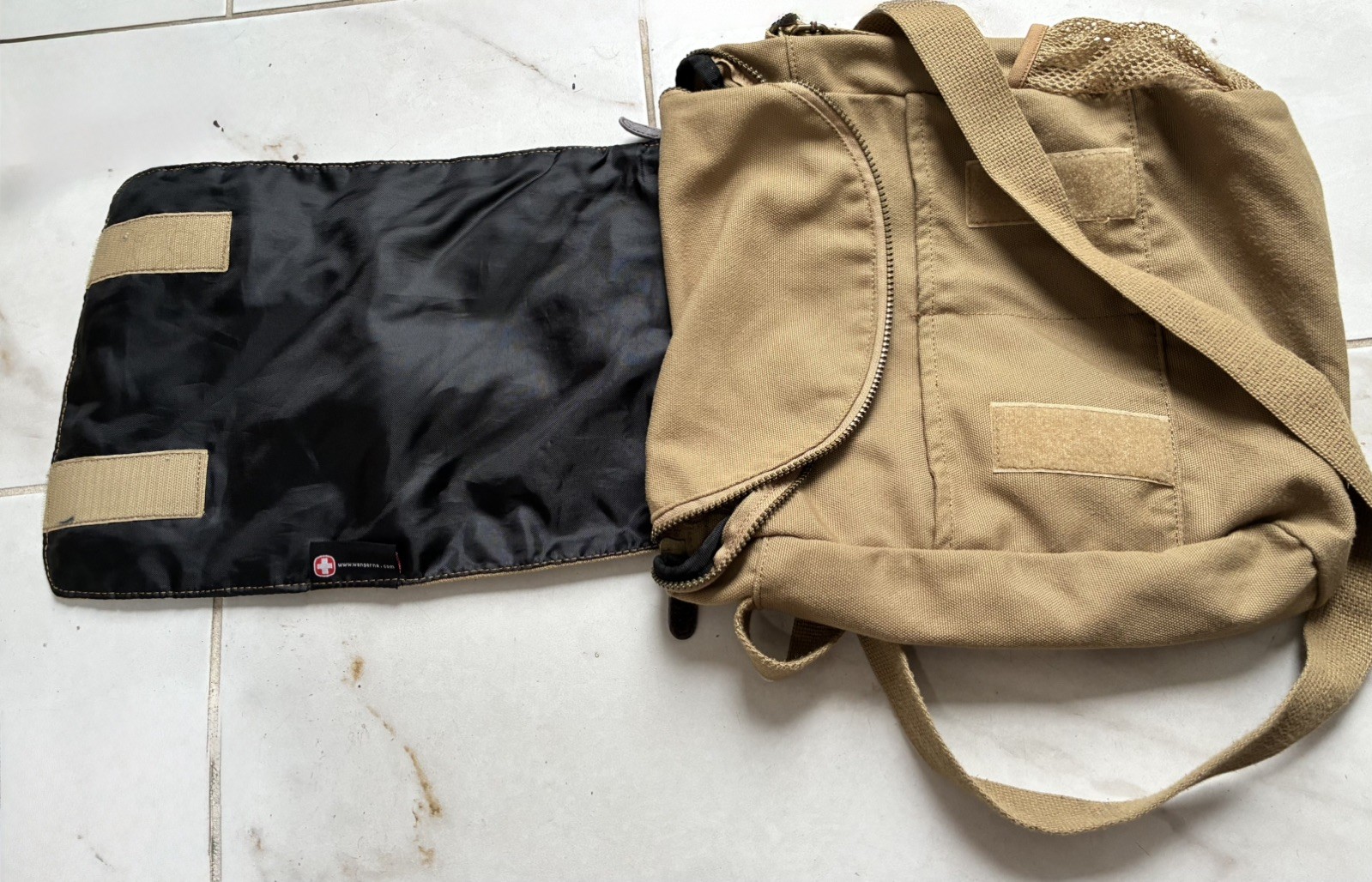 Wegner Swiss Messenger Crossbody Bag Khaki Brown Canvas Brown Pre Owned