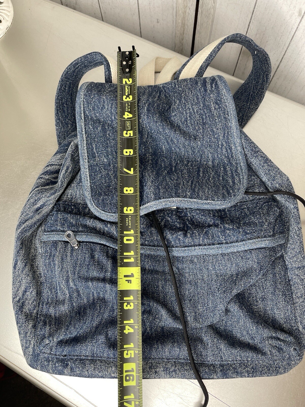 Urban Outfitters Backpack – Blue Denim Canvas Buckle Drawstring Closure