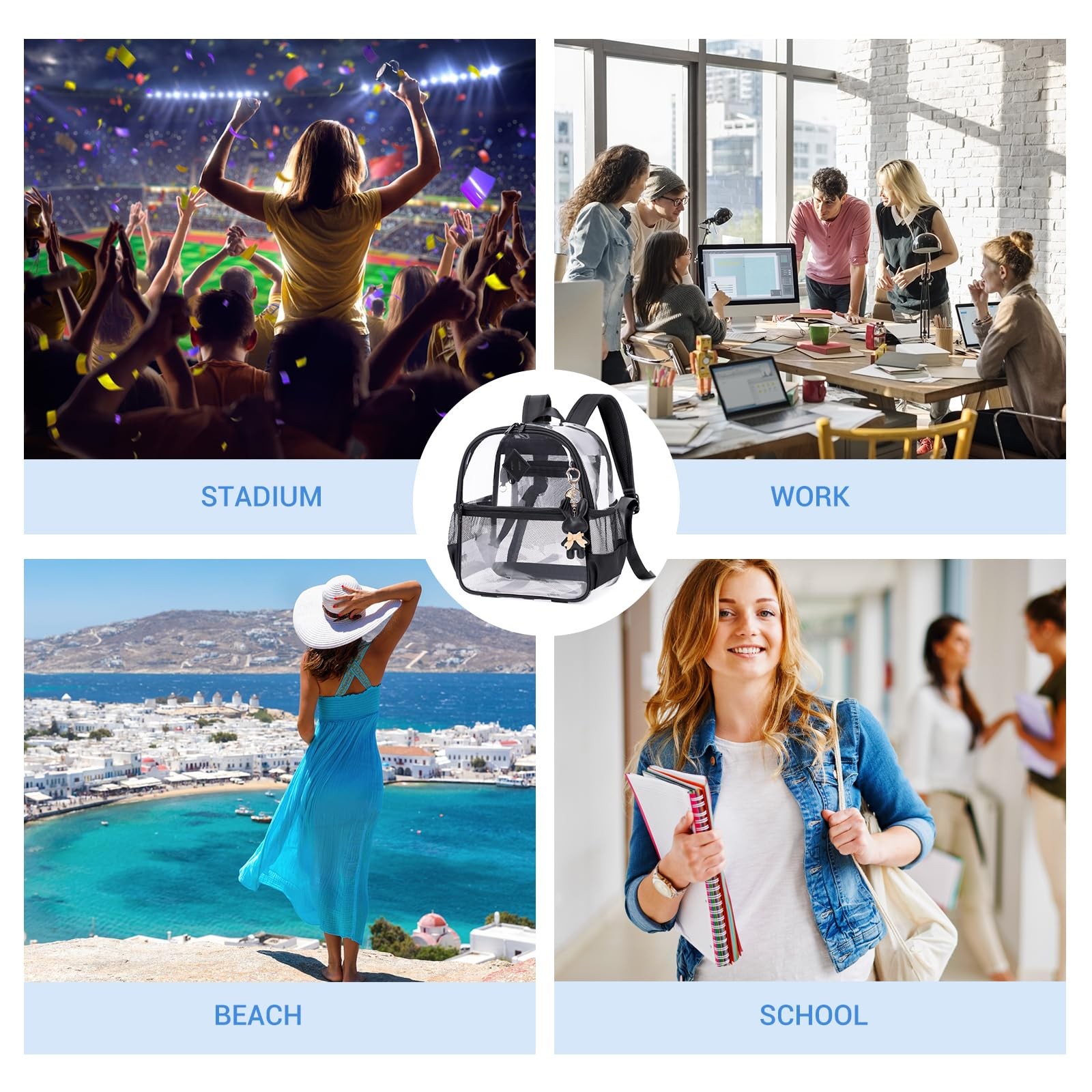 Clear Backpack for Stadium Events Approved 12×6×12, Thick TPU Mini Clear Bag …