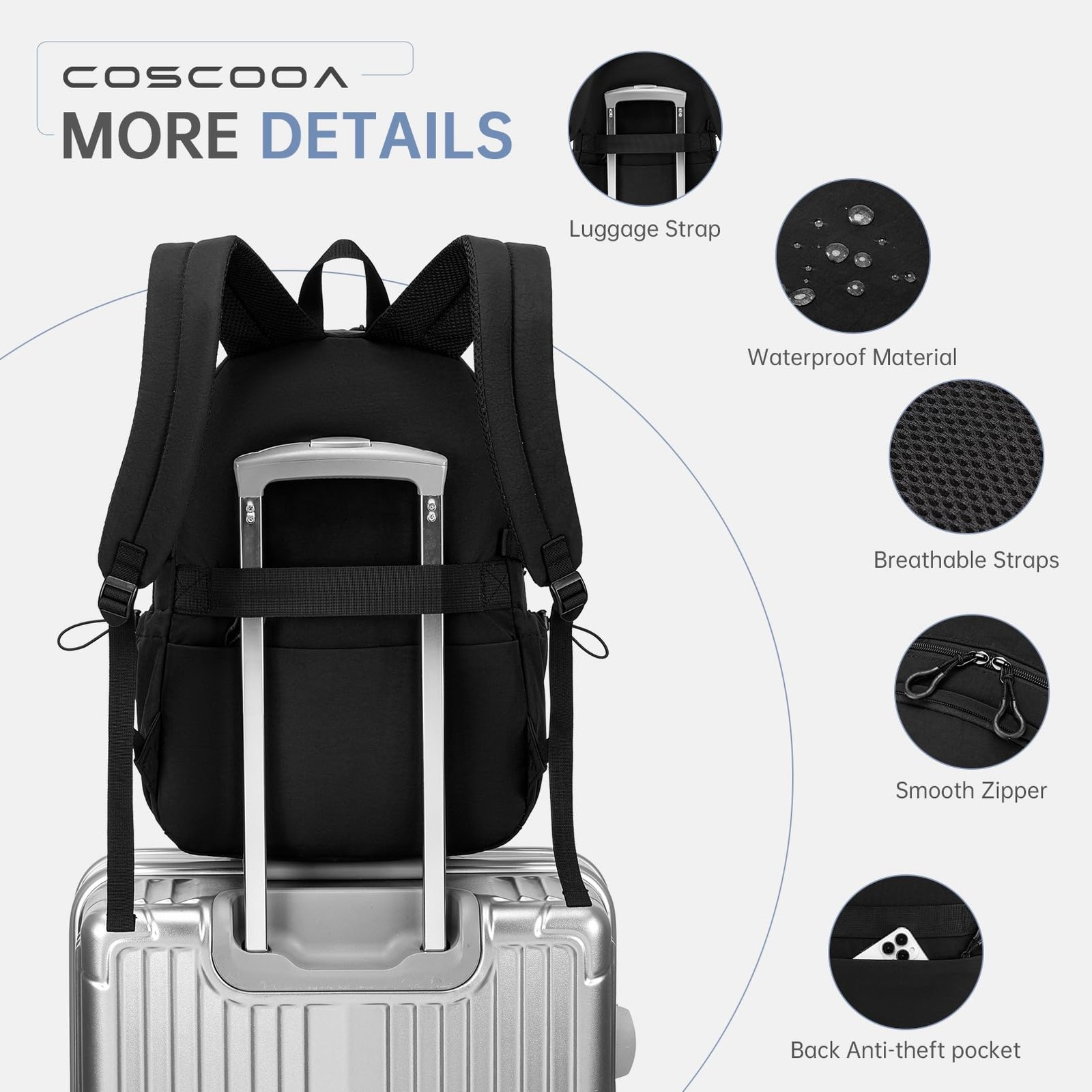 40x30x15cm Personal Item Travel Backpack,16″x12″x6″ Small Carry-On Bag 20L, F…