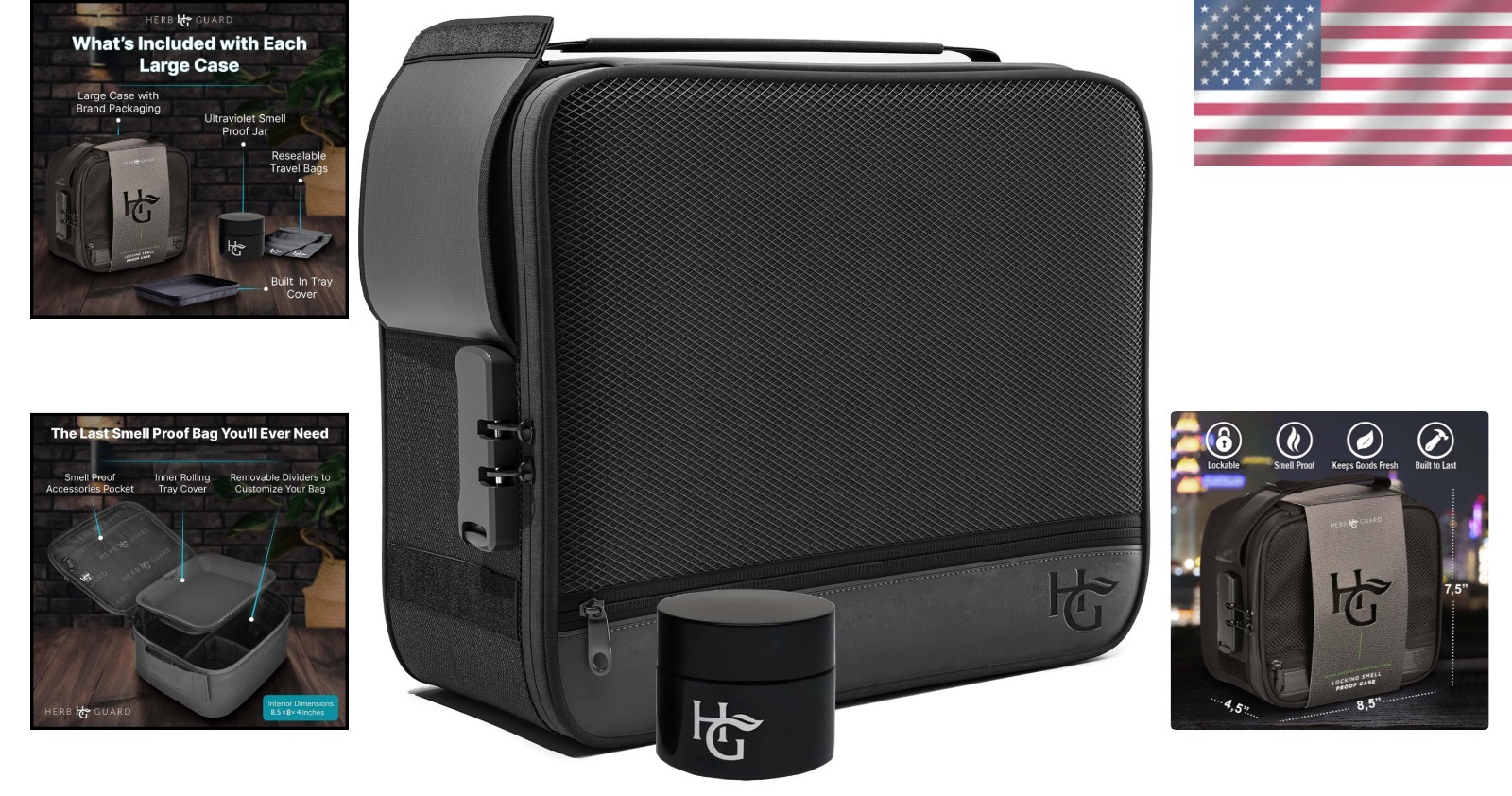 Travel-Ready Smell Proof Case with Lock – Durable Leather & Carbon Fiber Design