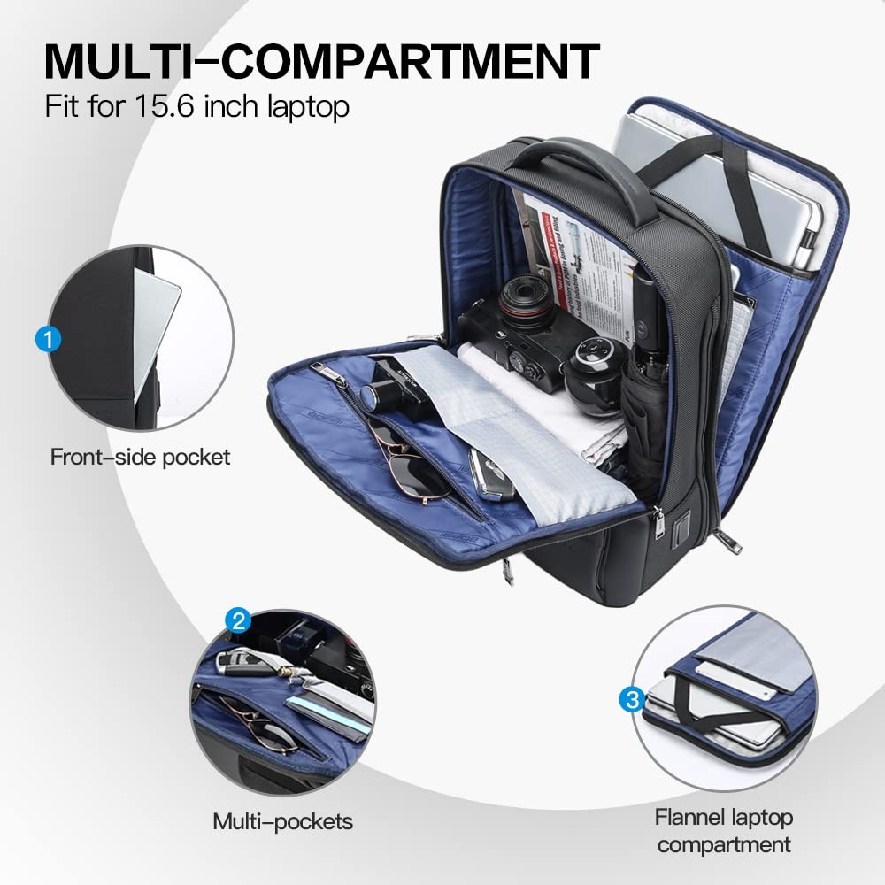 Expandable Travel Professional Men Business Laptop Backpack 15.6 inch Work Sm…