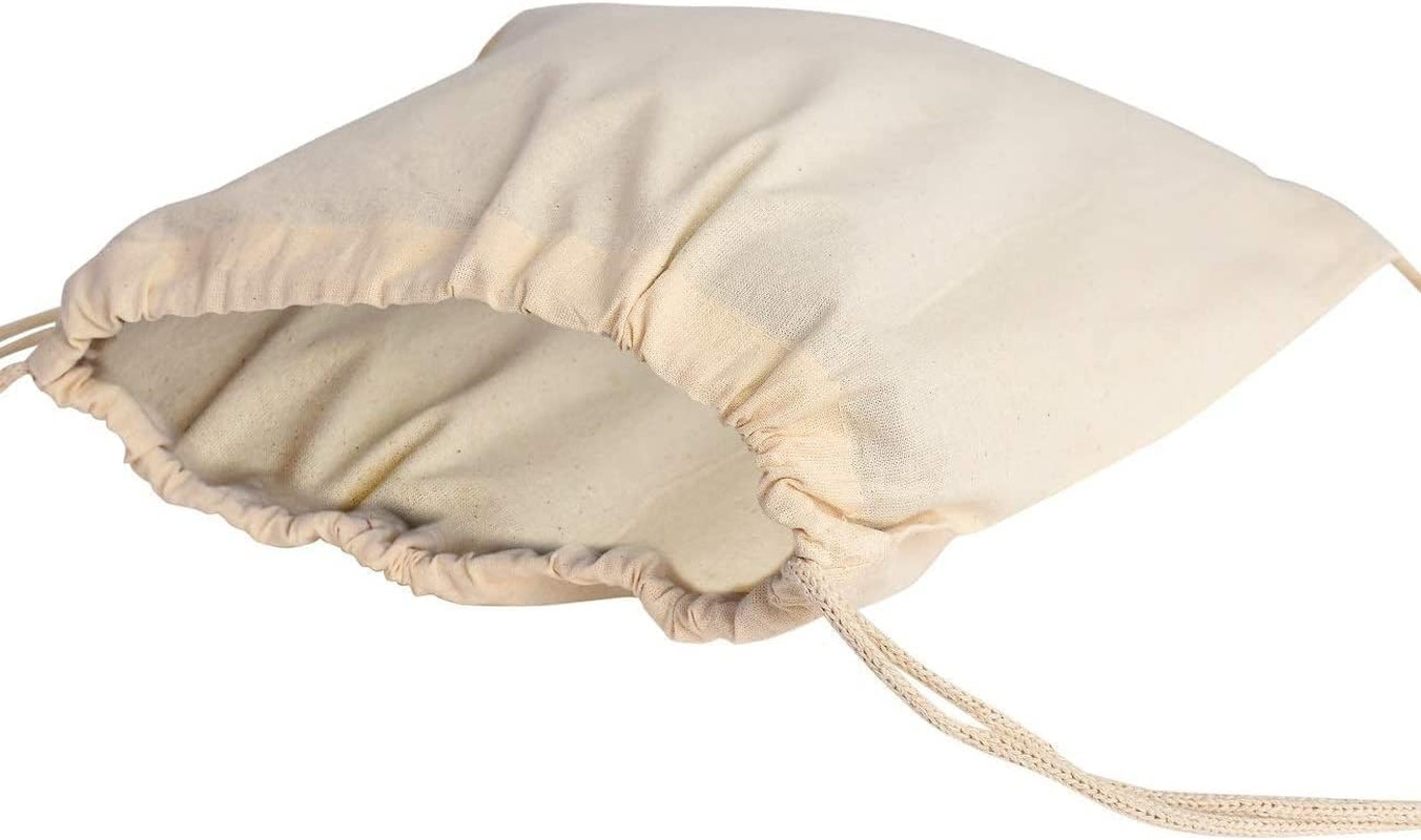 50 Pack Durable Cotton Canvas Drawstring Backpacks – 14″x16″ Natural Color