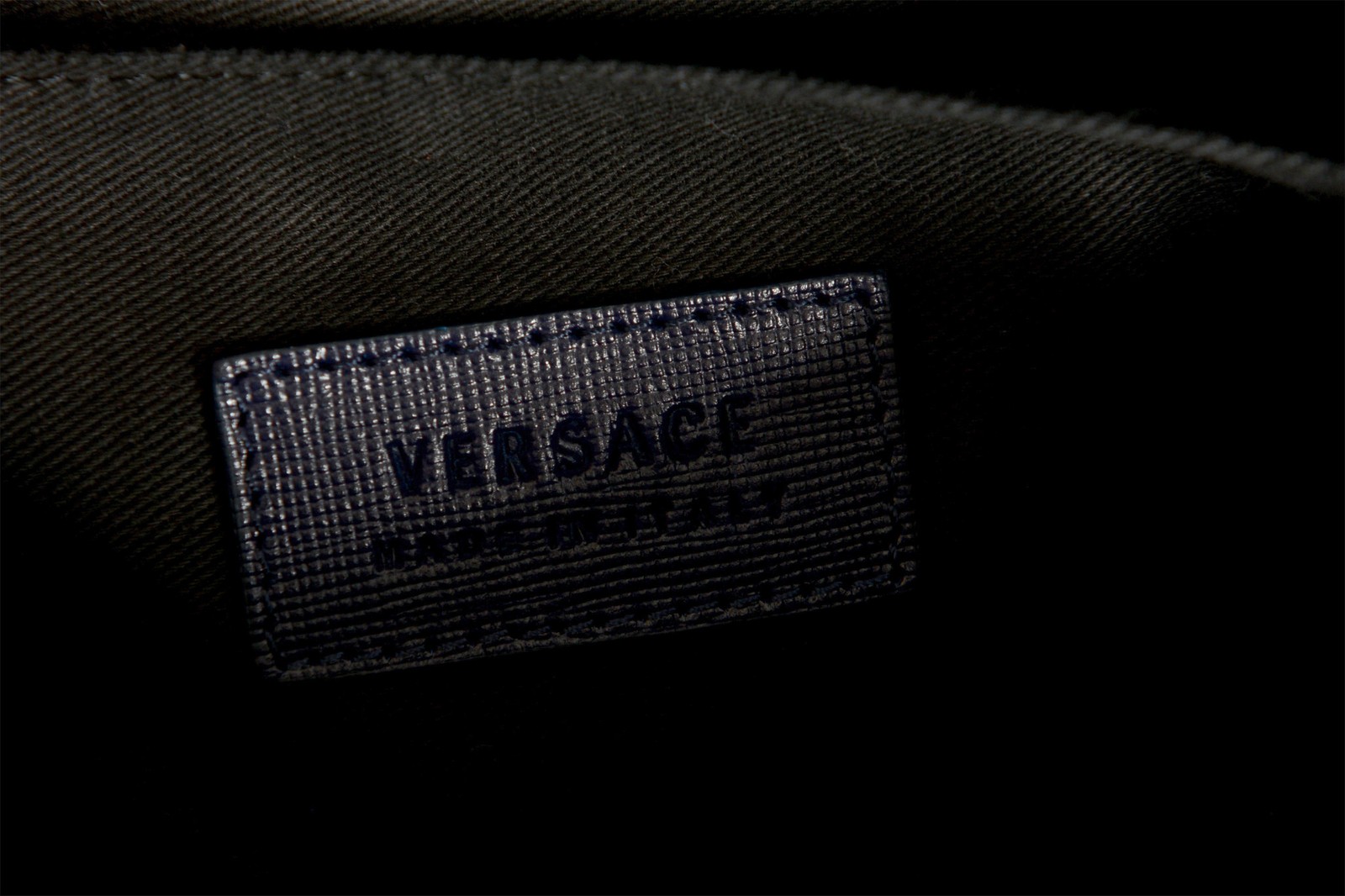 Versace Unisex Navy Blue Textured Leather Medusa Logo Crossbody Shoulder Bag