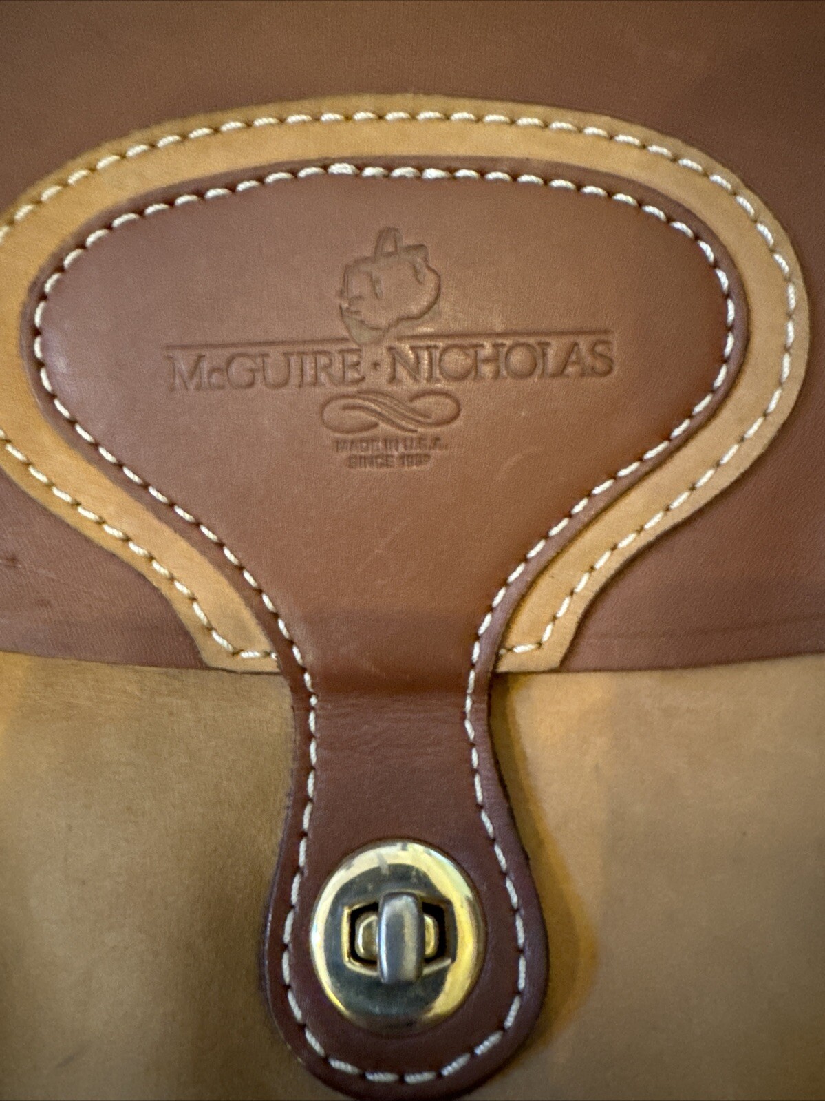 McGuire Nicholas Two Tone Leather Messenger Bag VGUC