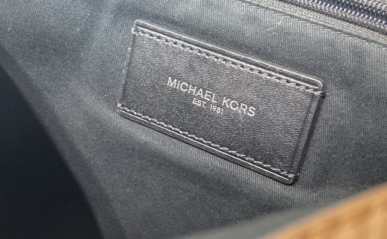 Michael Kors Tan Leather Messenger Bag Large Crossbody Silver Hardware