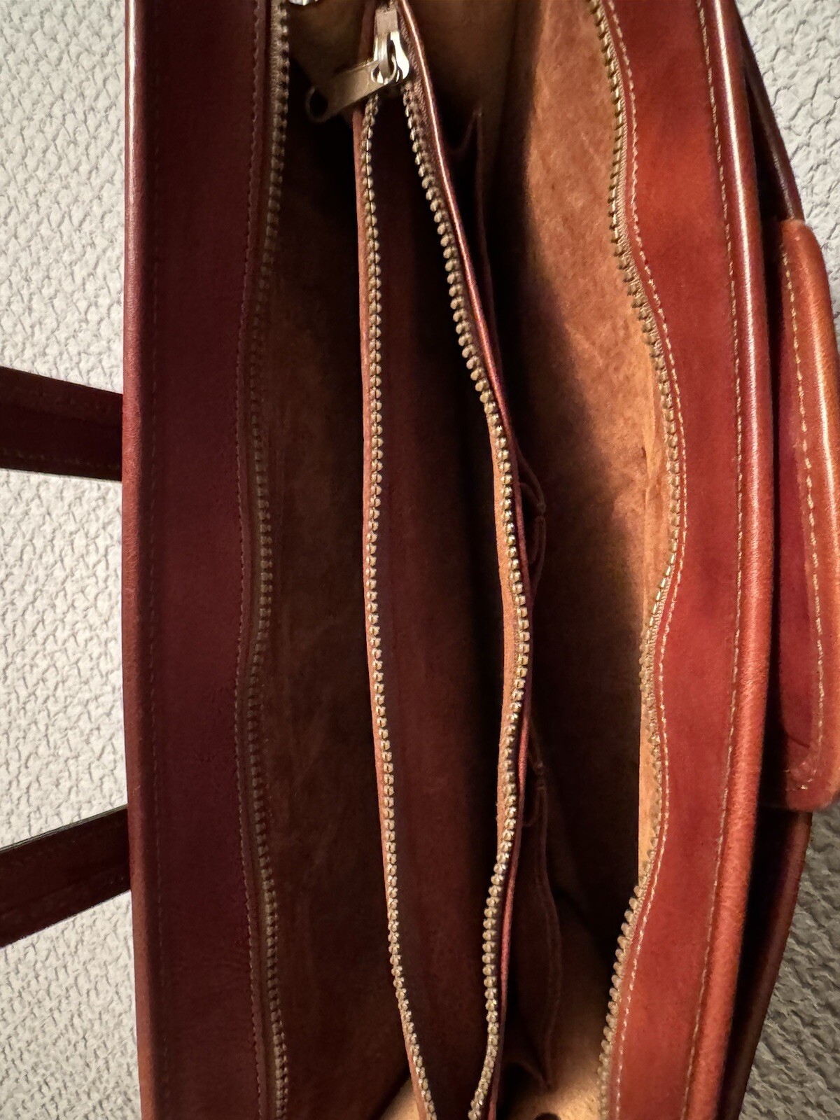 VTG Jack Georges Leather Sienna Cherry Briefcase Messenger Hand Made