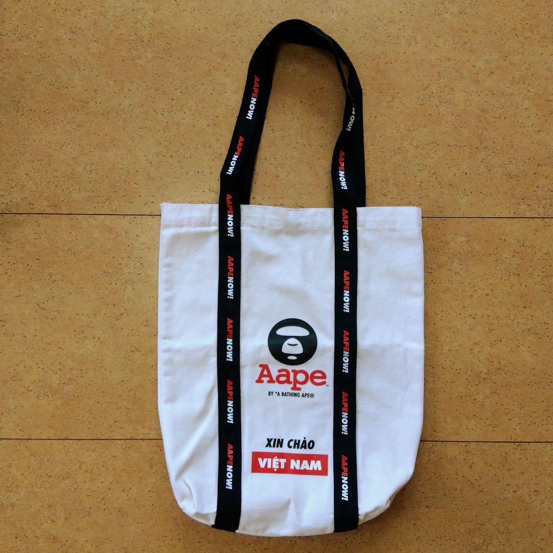 AAPE BY A BATHING APE Tote Bag White Canvas Vertical with Gusset New