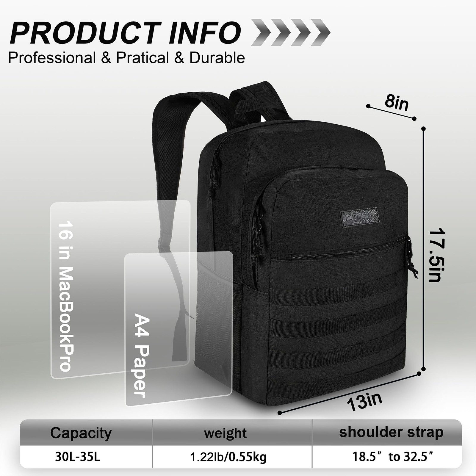 Tradesman Backpack, Water Resistant Casual Daypack for Travel Work School, Un…