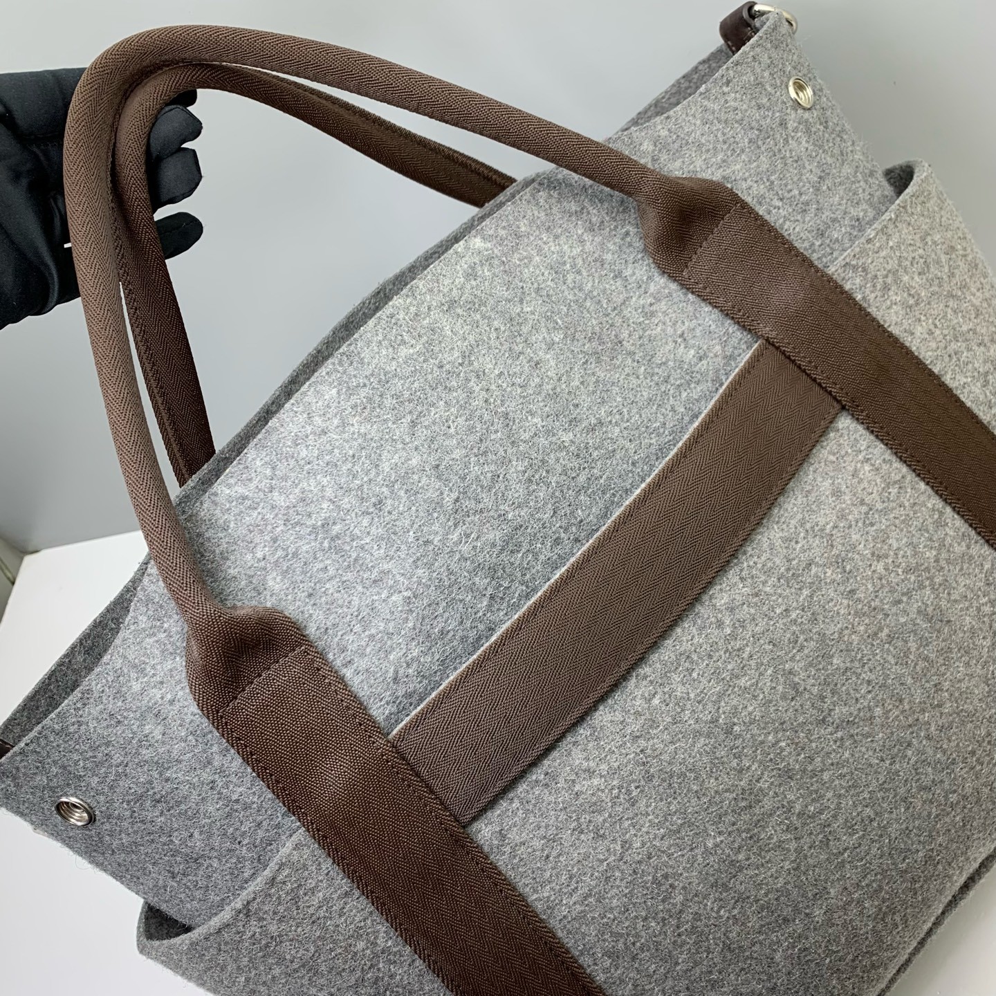 Hermes Pre-Owned Authentic Groom Bag Storage bag Satchel Grey 39*32*16cm