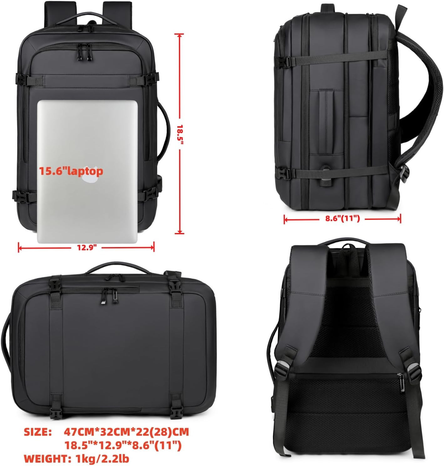 Extra Large 50L Expandable Travel Laptop Backpack Men Women,Airline Approved Tra