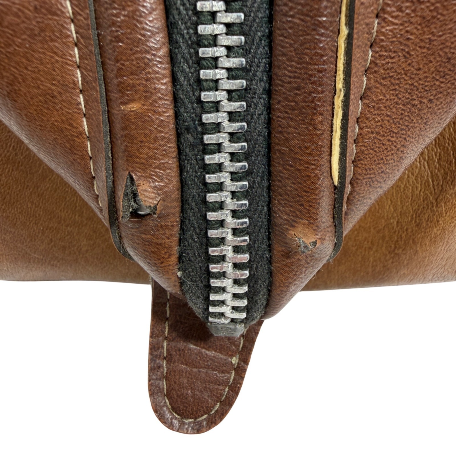 Vintage Rolfs Leather Dopp Kit Toiletry Travel Bag Brown Zip Shave Case FLAWS
