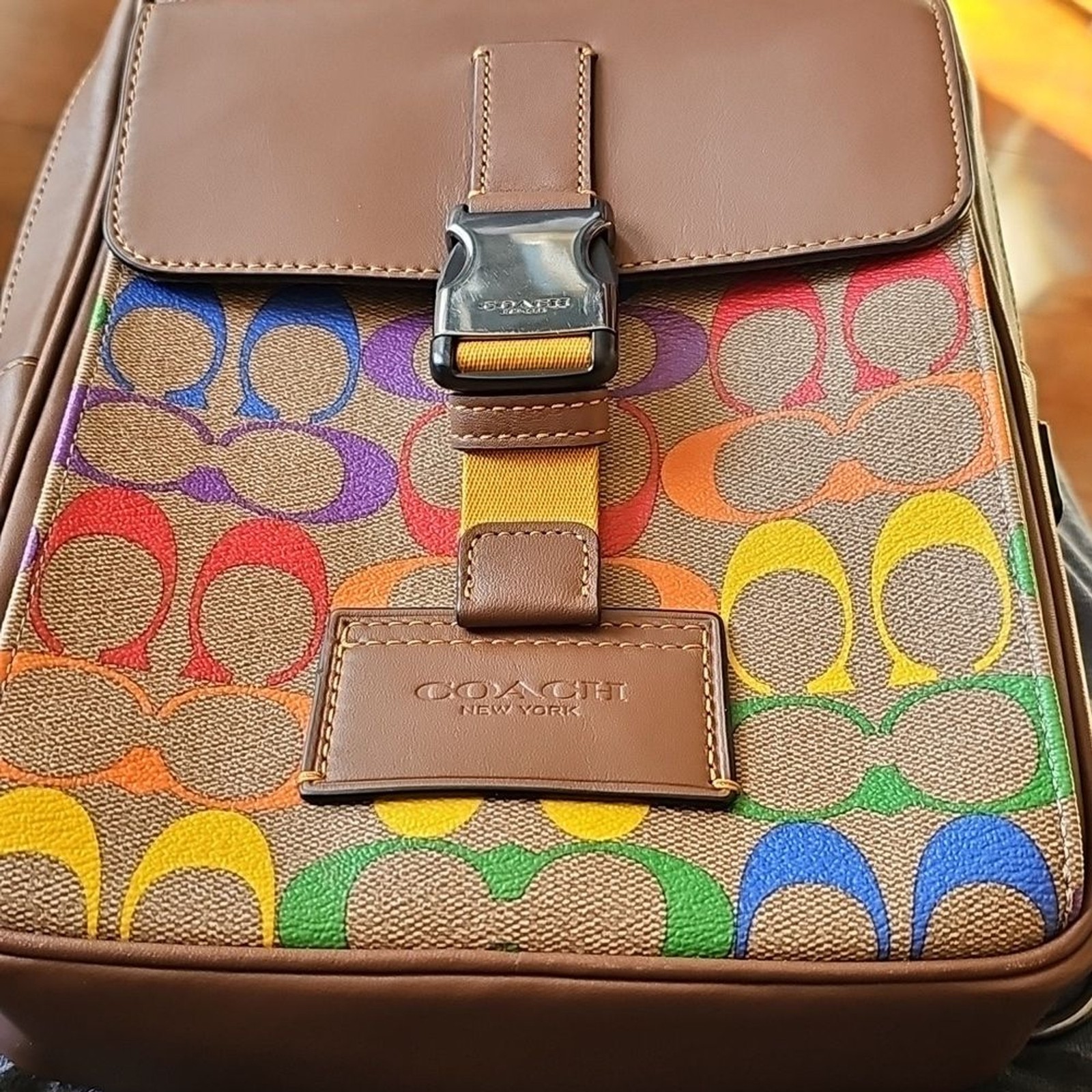Coach Track Pack In Rainbow Signature Canvas