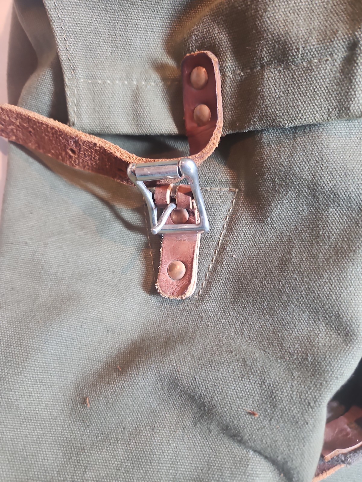 Vintage Duluth Pack Large Green Canvas Canoe Camping Backpack Leather Straps