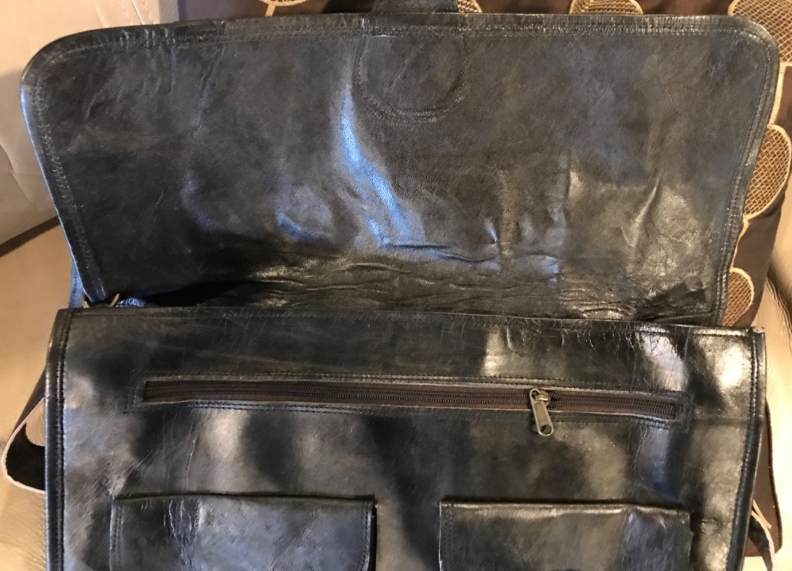 18″X13″ Buffalo Leather Black Large Men’s Briefcase Messenger Satchel Laptop Bag