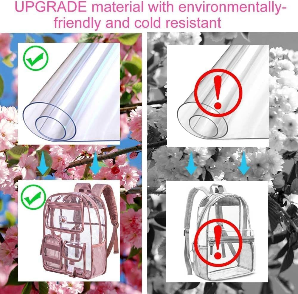 Clear Backpack, Heavy Duty Transparent Bookbag for Women and Men | Heavy Duty