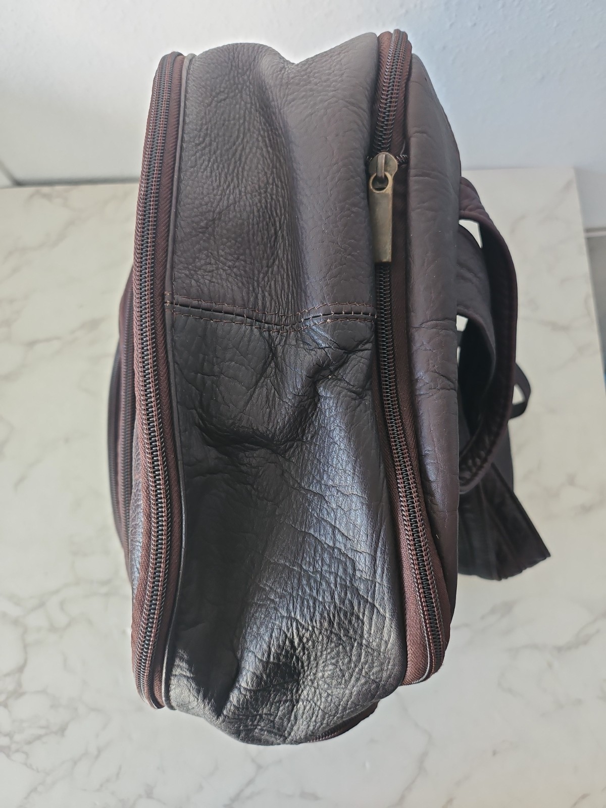 Vtg Piel Soft Leather Backpack Y2k Minimalist Made In Columbia Travel Day Bag