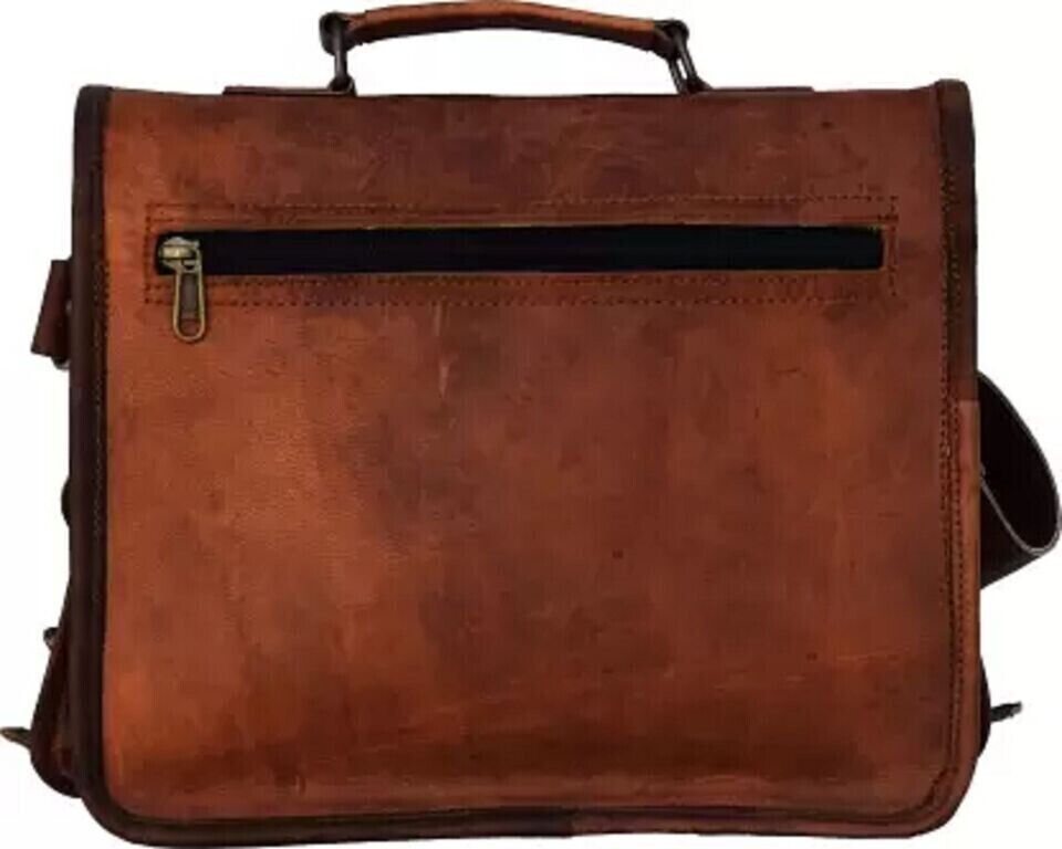 19 Inch’s Real Leather Messenger Shoulder Vintage Leather Brown Style Laptop Bag