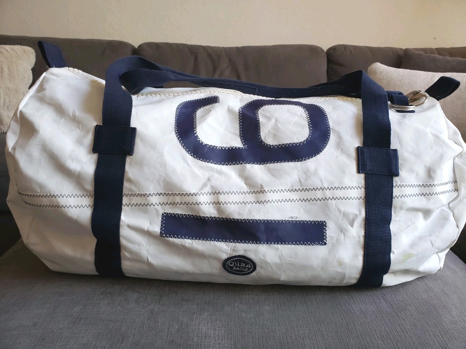 Quba Sails Sailcloth Barrel LARGE Duffle Bag RARE! Cutty Sark Scotch Whiskey
