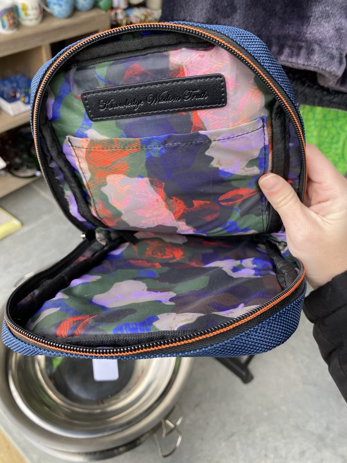 Robert Graham Jedi Sling Bag Navy Blue Crossbody Backpack Floral Lining NWT