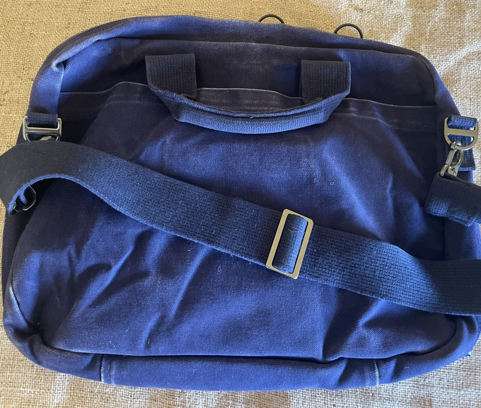 VTG Lands End Messenger Bag Canvas Denim USA Made Blue Distressed Faded 90s