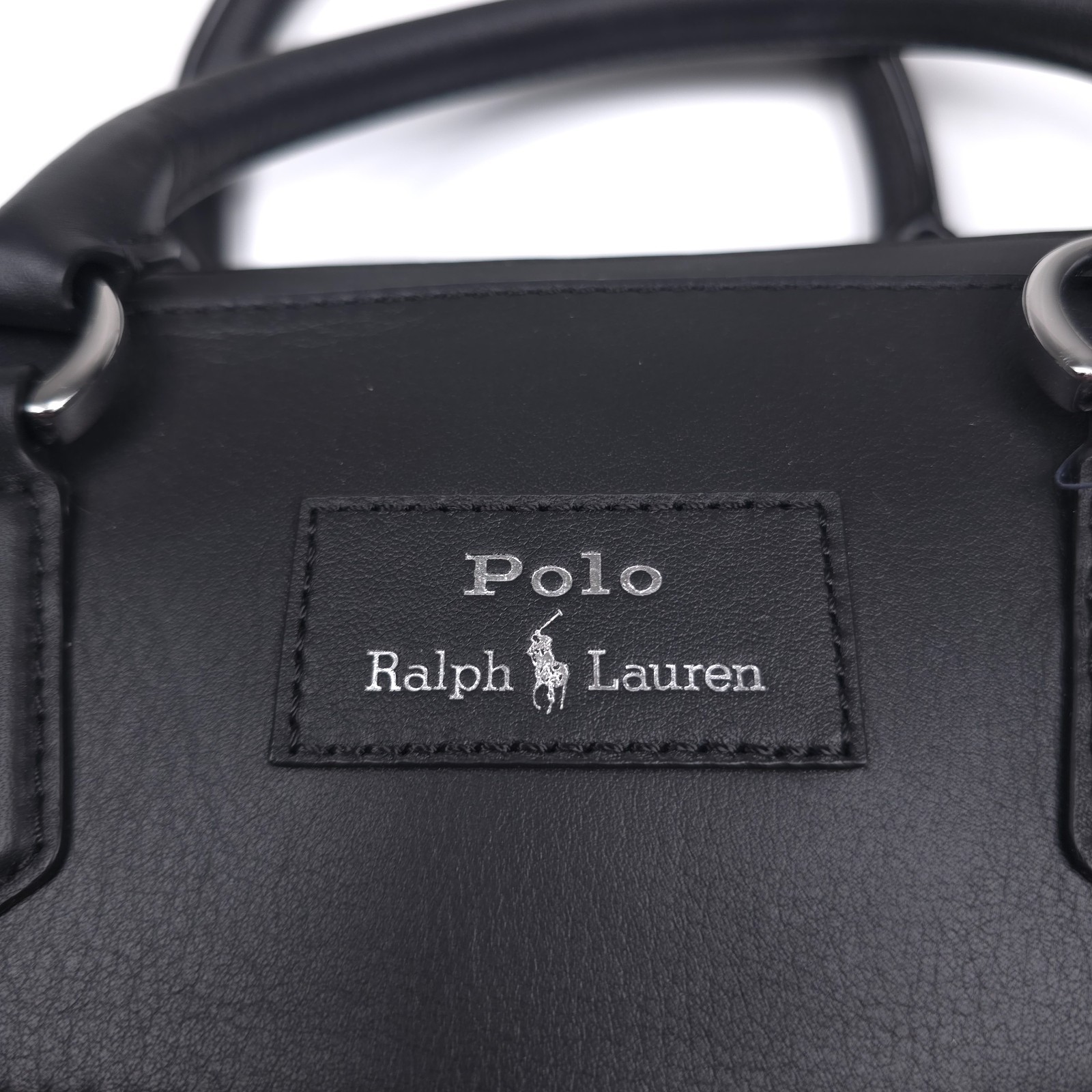 Polo Ralph Lauren Smooth Leather Black Commuter Bag Mens Authentic