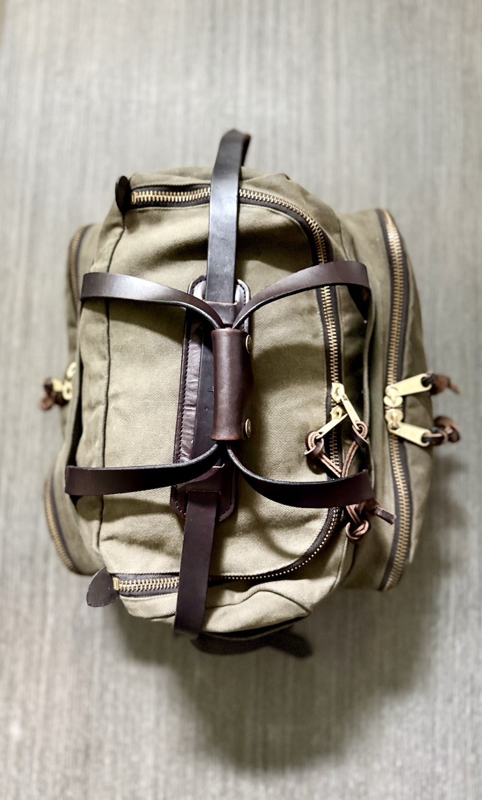 Filson Sportsman Bag 266 (YKK-era), Otter Green, Made in USA.