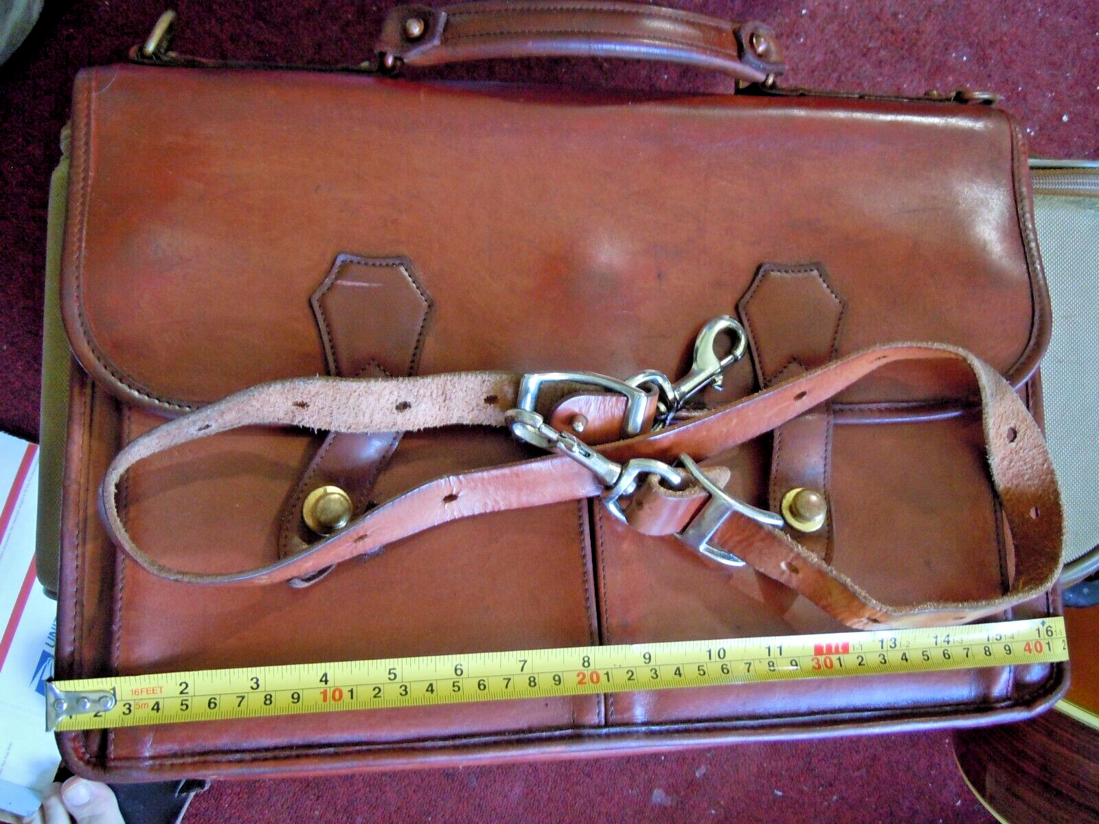 VTG KORCHMAR SCHLESINGER BELTED LEATHER BRIEFCASE USA 6